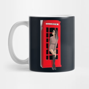 Girl in an English phone booth Mug